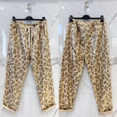 Printet leopard ruskindslook bukser